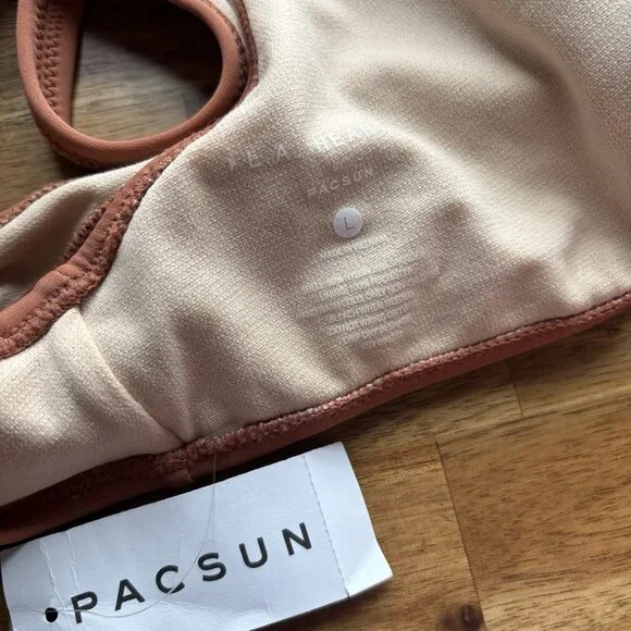 L.A. Hearts Pac Sun Swim Bikini Top Sz Large Dark Copper Pool Beach Neutrals NWT - Picture 5 of 7